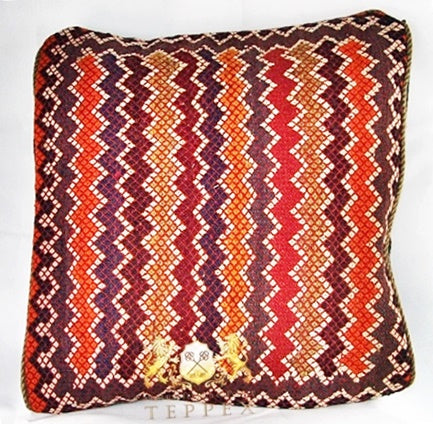 Kelim Kissenhülle Zickzack Rot Violett, 50 × 50 cm (1,6 × 1,6 ft), handgewebtes Unikat