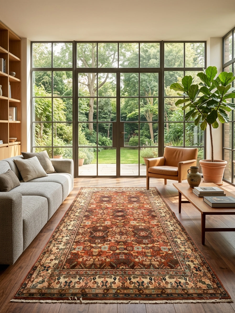 Großer Orientteppich Rot Ornamente, 407 × 210 cm, handgeknüpftes Unikat – Ansicht 2