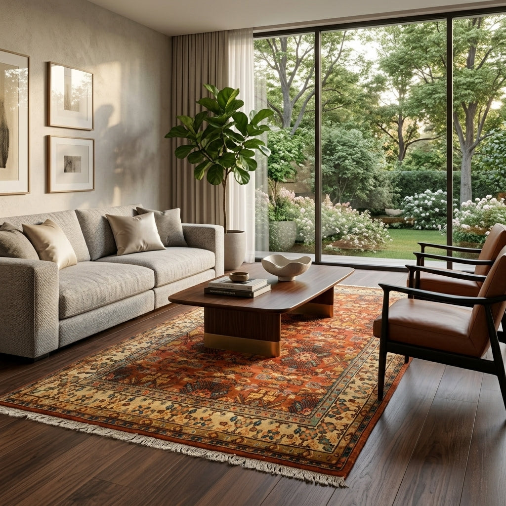 Großer Orientteppich Rot Ornamente, 425 × 202 cm, handgeknüpftes Unikat – Ansicht 2
