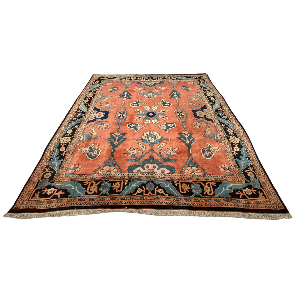 Großer Orientteppich Rot Blüten, 270 × 230 cm (8,9 × 7,5 ft), handgeknüpftes Unikat