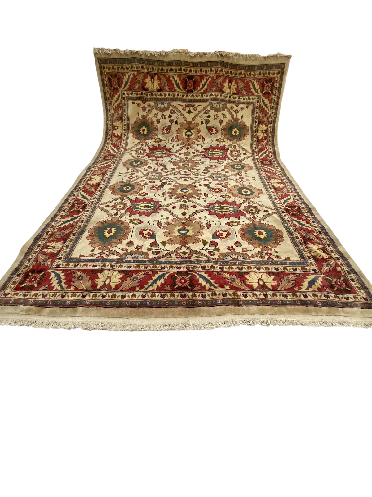 Großer Orientteppich Creme Blüten, handgeknüpftes Unikat – Ansicht 3
