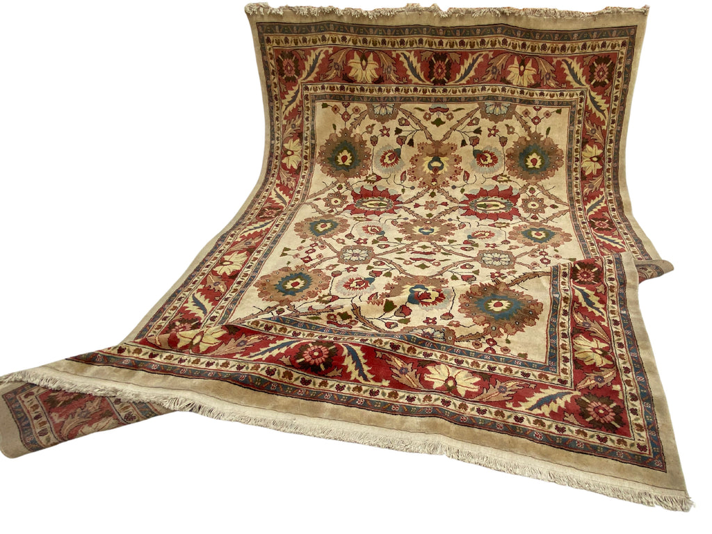 Großer Orientteppich Creme Blüten, handgeknüpftes Unikat – Ansicht 9