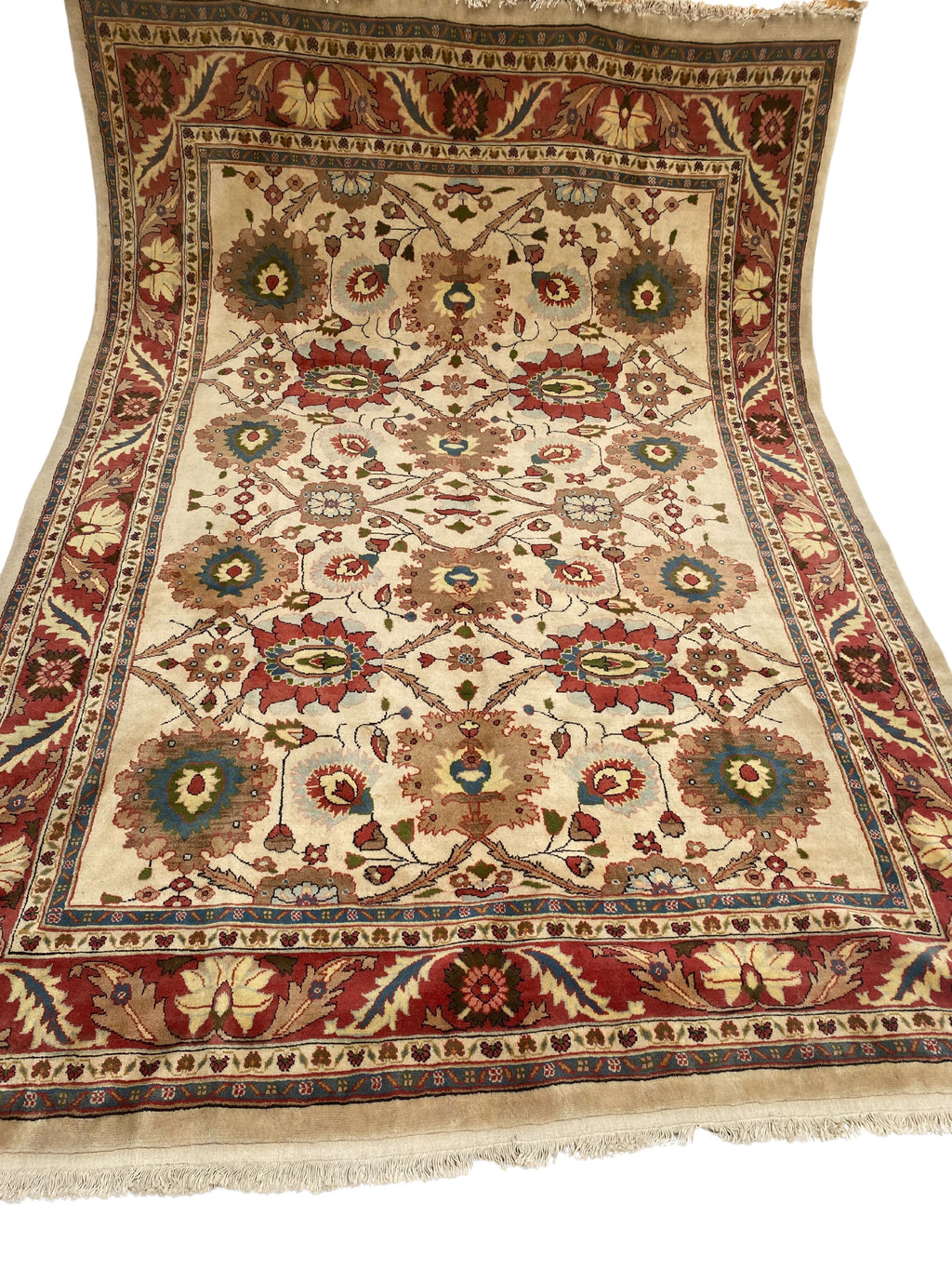 Großer Orientteppich Creme Blüten, handgeknüpftes Unikat – Ansicht 4
