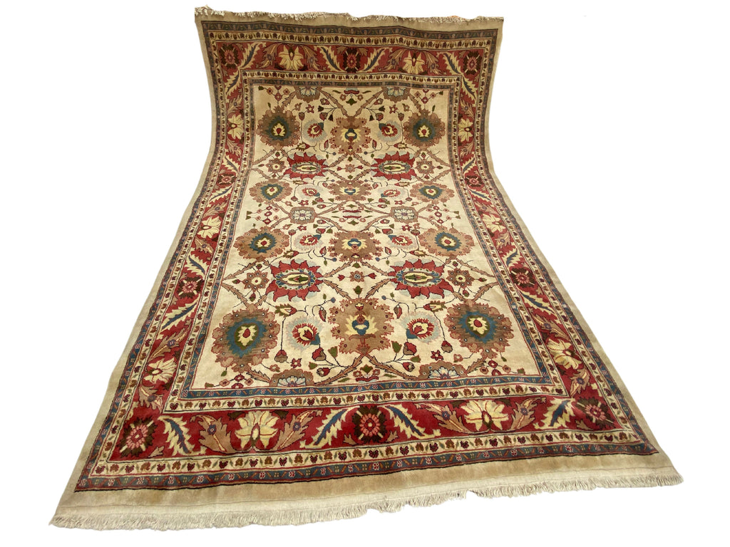 Großer Orientteppich Creme Blüten, handgeknüpftes Unikat – Ansicht 5