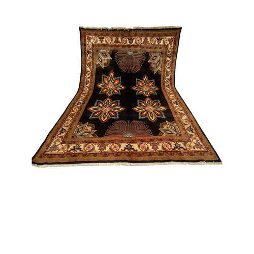 Großer Orientteppich Dunkel Blüten, 301 × 205 cm (9,9 × 6,7 ft), handgeknüpftes Unikat