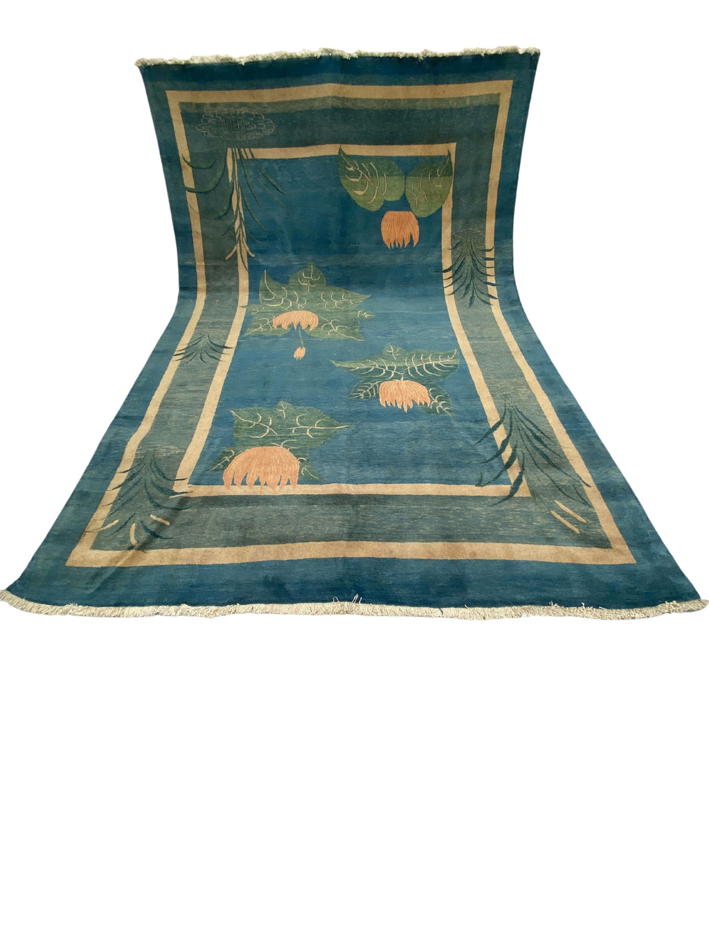Großer Orientteppich Blau florale Motive, handgeknüpftes Unikat – Ansicht 4