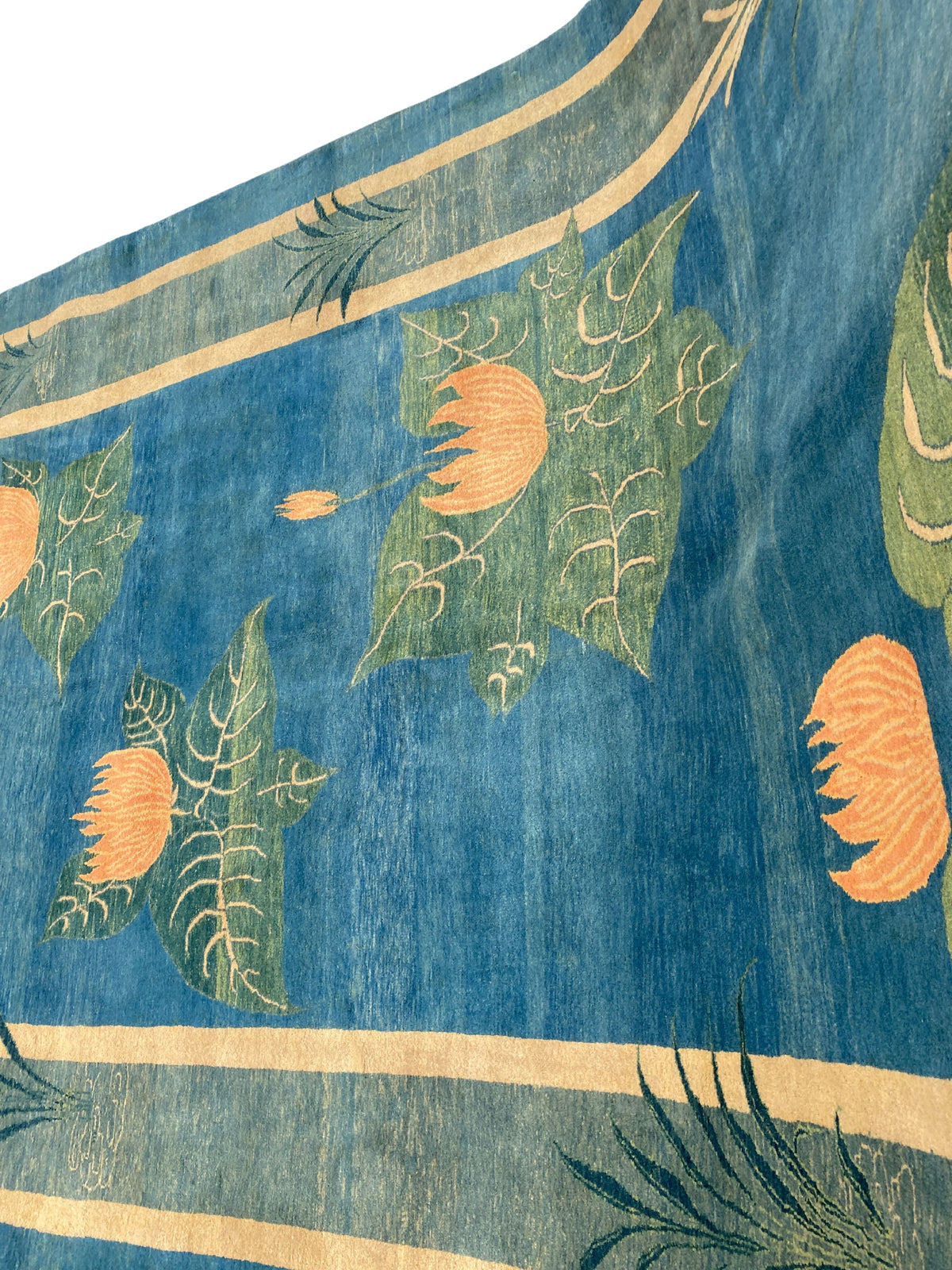 Großer Orientteppich Blau florale Motive, handgeknüpftes Unikat – Ansicht 7