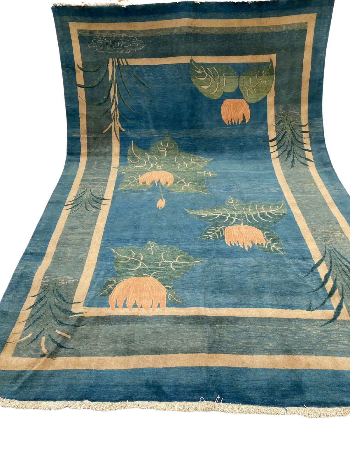 Großer Orientteppich Blau florale Motive, handgeknüpftes Unikat – Ansicht 9