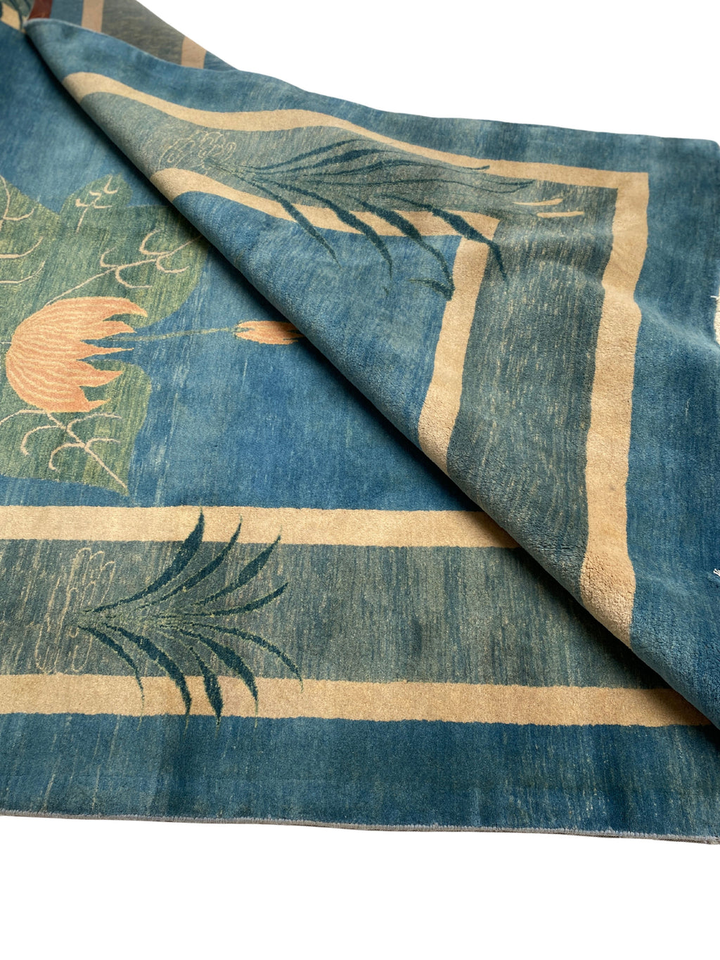 Großer Orientteppich Blau florale Motive, handgeknüpftes Unikat – Ansicht 11