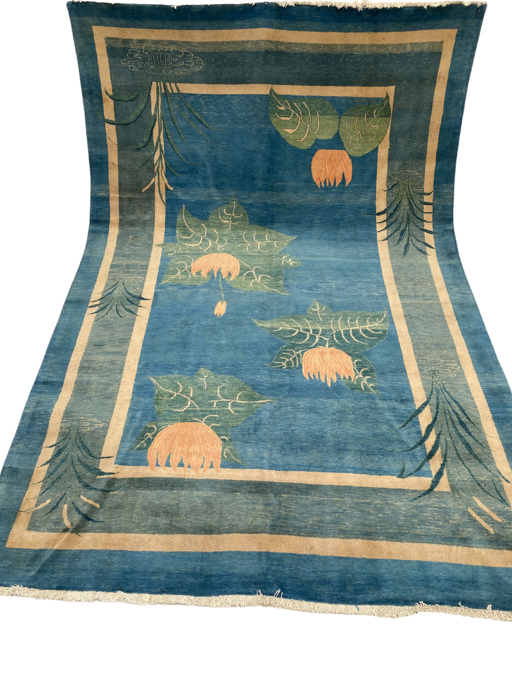 Großer Orientteppich Blau florale Motive, handgeknüpftes Unikat – Ansicht 12
