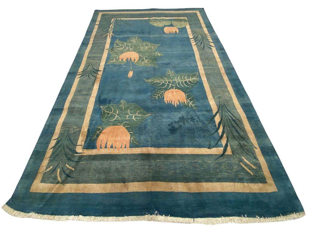 Großer Orientteppich Blau florale Motive, handgeknüpftes Unikat – Ansicht 15