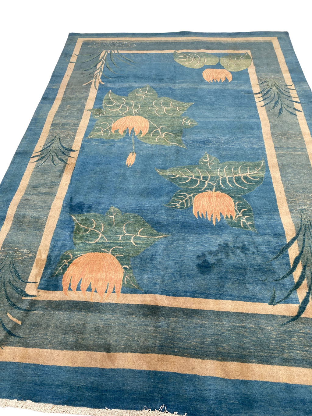 Großer Orientteppich Blau florale Motive, handgeknüpftes Unikat – Ansicht 16