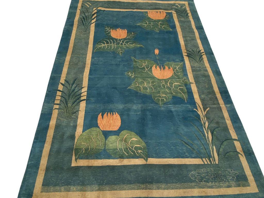 Großer Orientteppich Blau florale Motive, handgeknüpftes Unikat – Ansicht 19