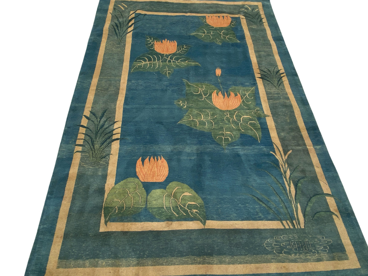 Großer Orientteppich Blau florale Motive, handgeknüpftes Unikat – Ansicht 19