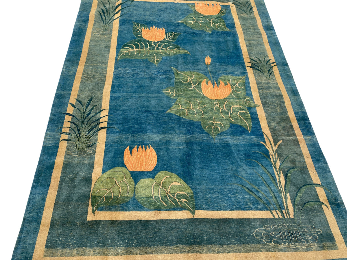 Großer Orientteppich Blau florale Motive, handgeknüpftes Unikat – Ansicht 18