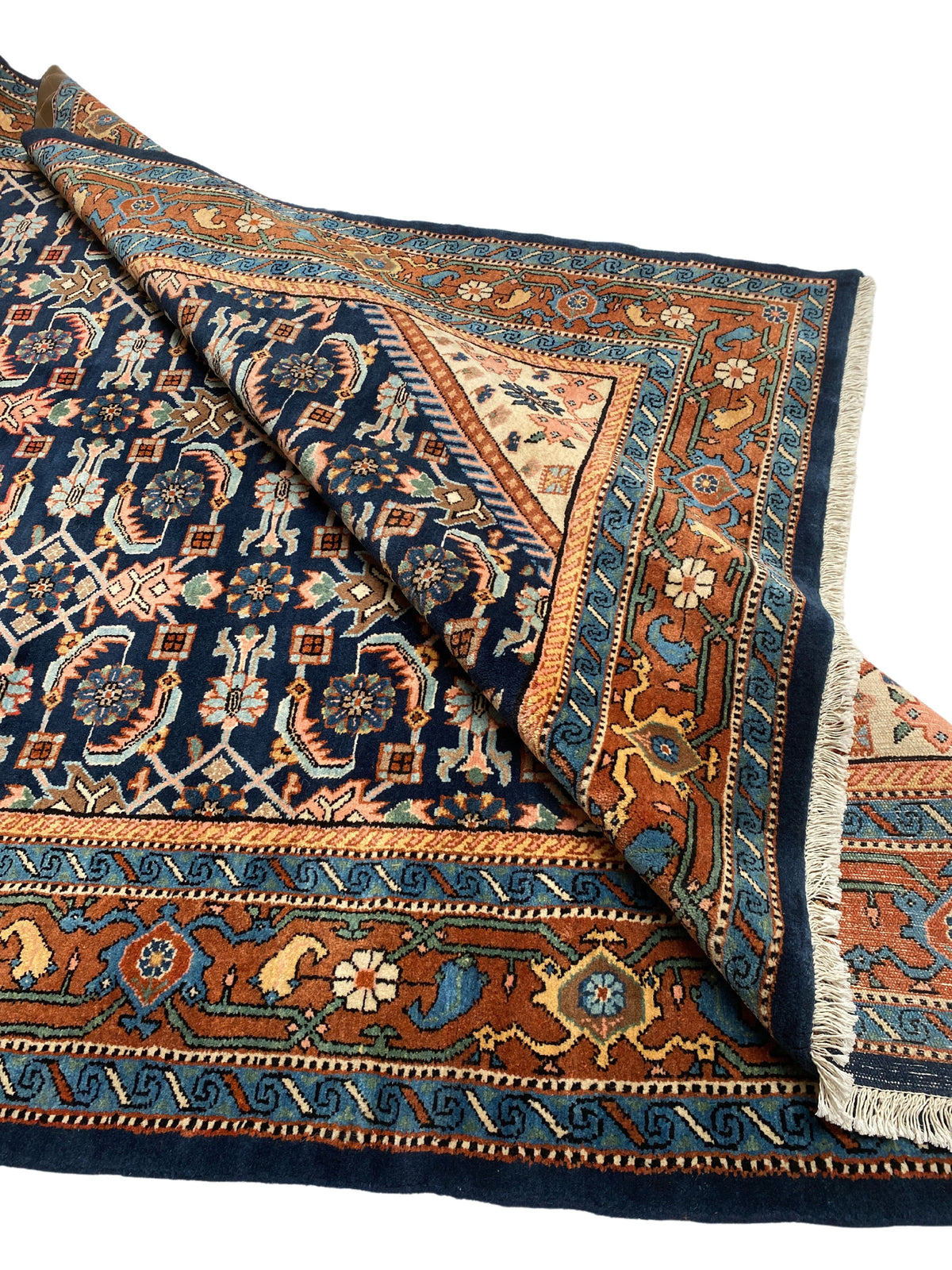 Großer Orientteppich Rapportmuster Blau, handgeknüpftes Unikat – Ansicht 8
