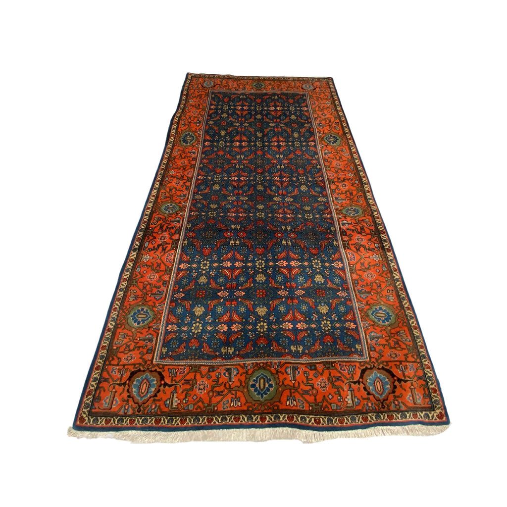 Großer Orientteppich Blau Rot Rapportmuster, 310 × 177 cm (10,2 × 5,8 ft), handgeknüpftes Unikat