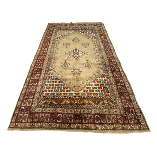 Großer Türkischer Teppich B-Ware Beige, 303 × 202 cm (9,9 × 6,6 ft), handgeknüpftes Unikat