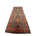 Großer Nomadenteppich Blau Lebensbaum, 310 × 140 cm (10,2 × 4,6 ft), handgeknüpftes Unikat