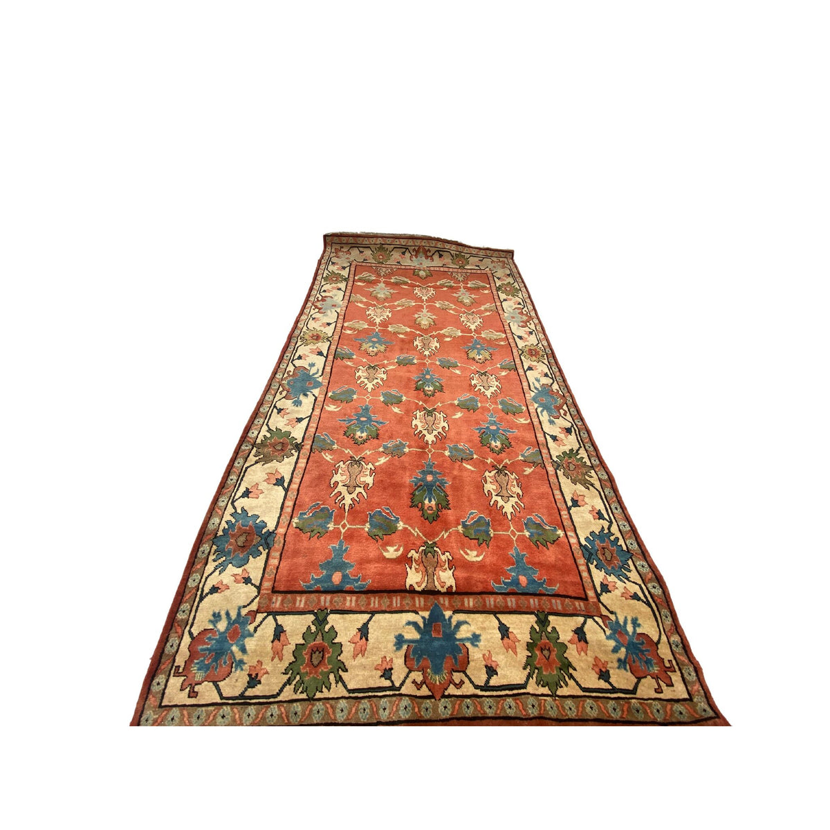 Großer Orientteppich Terracotta, 405 × 211 cm (13,3 × 6,9 ft), handgeknüpftes Unikat