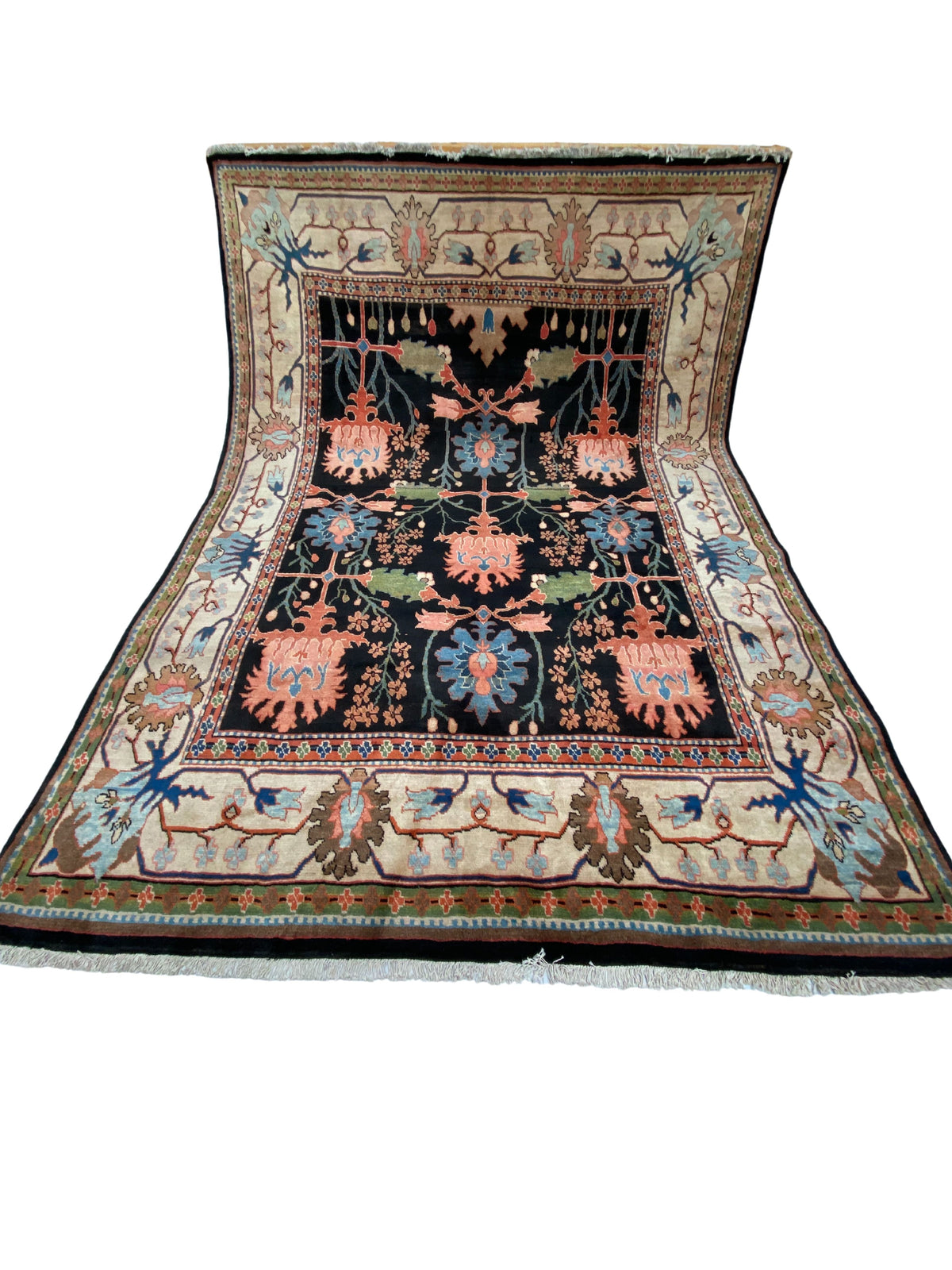 Großer Orientteppich Blau florale Motive, handgeknüpftes Unikat – Ansicht 9