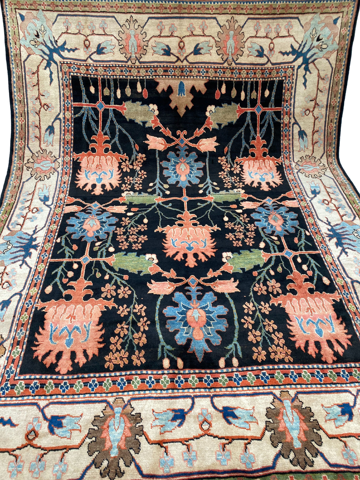 Großer Orientteppich Blau florale Motive, handgeknüpftes Unikat – Ansicht 12