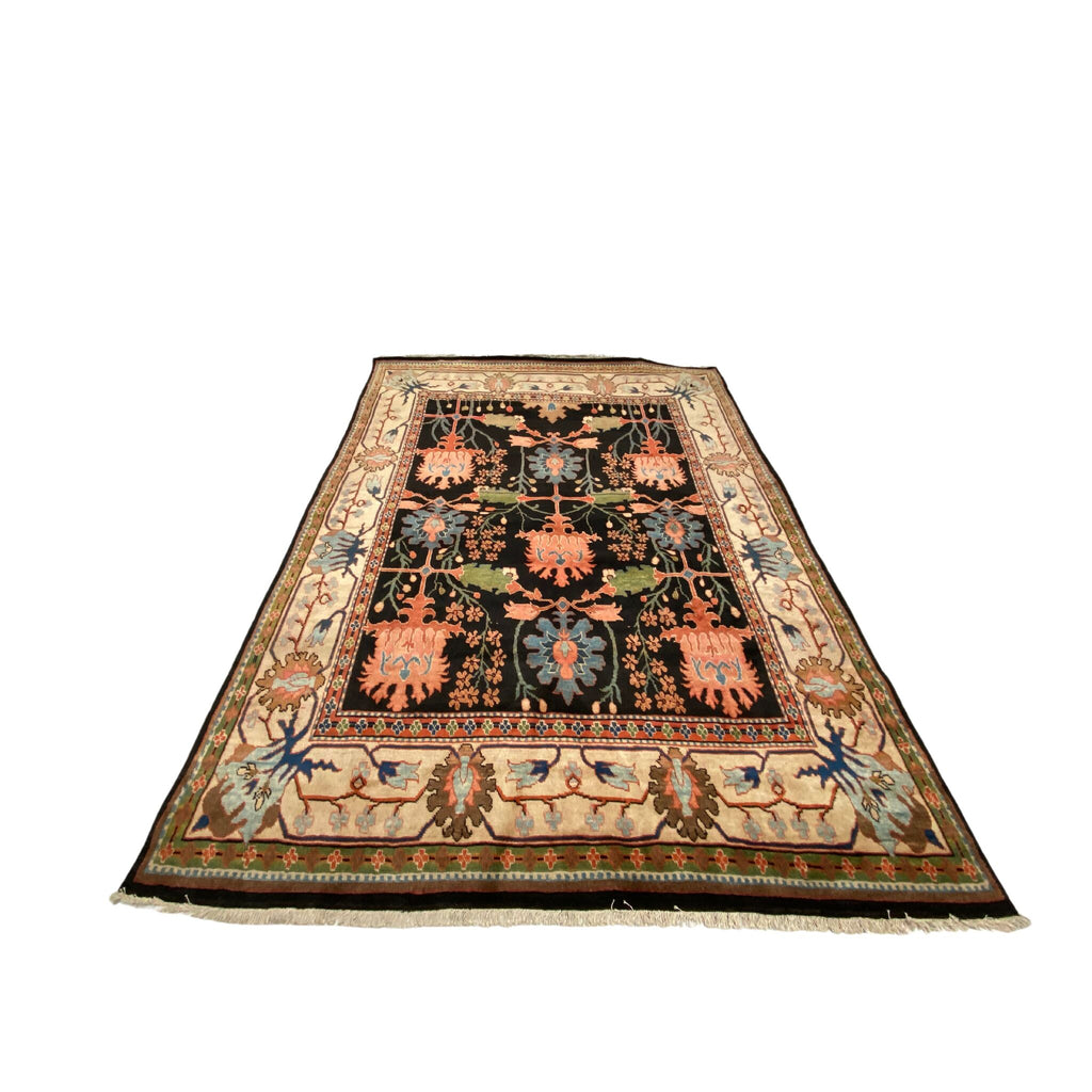 Großer Orientteppich Blau florale Motive, 333 × 242 cm (10,9 × 7,9 ft), handgeknüpftes Unikat