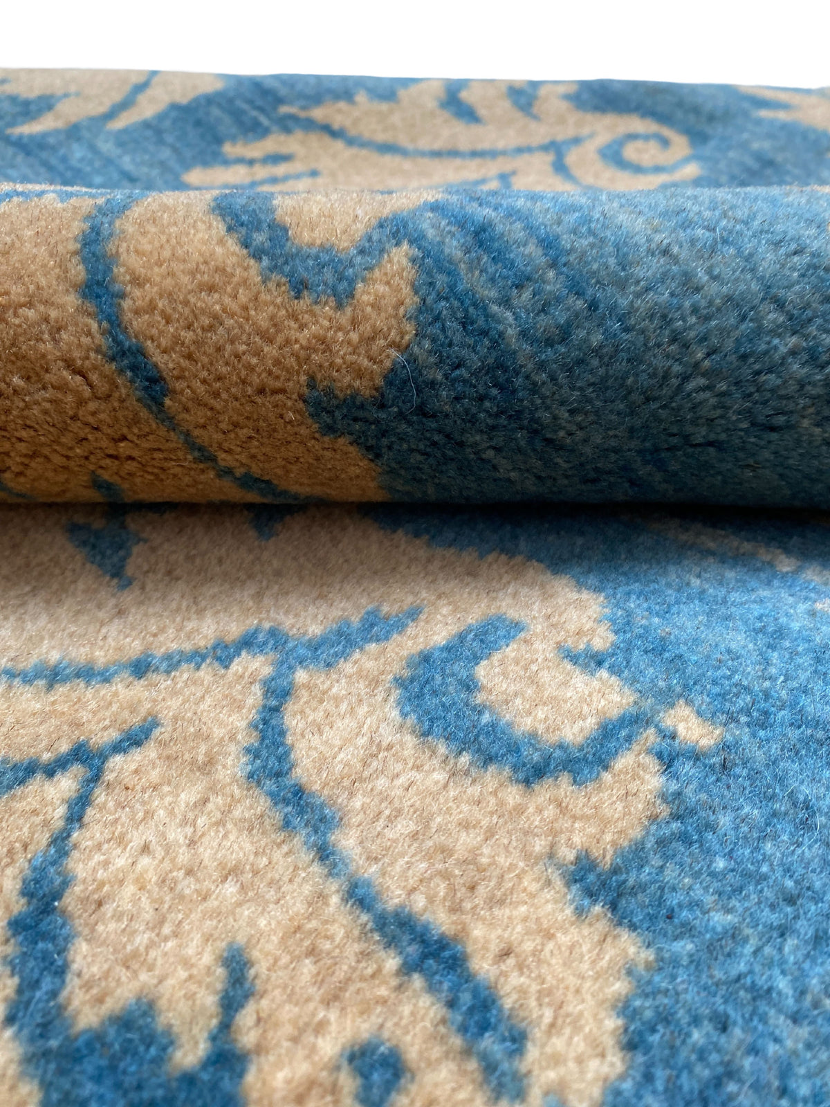 Großer Orientteppich Blau Blattmotive, handgeknüpftes Unikat – Ansicht 14