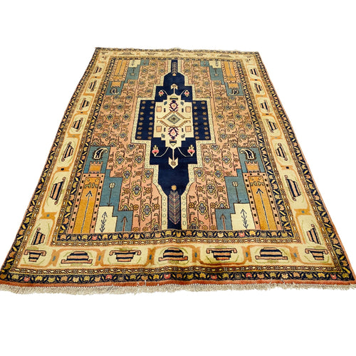 Großer Nomadenteppich Mehrfarbig, 231 × 157 cm (7,6 × 5,2 ft), handgeknüpftes Unikat