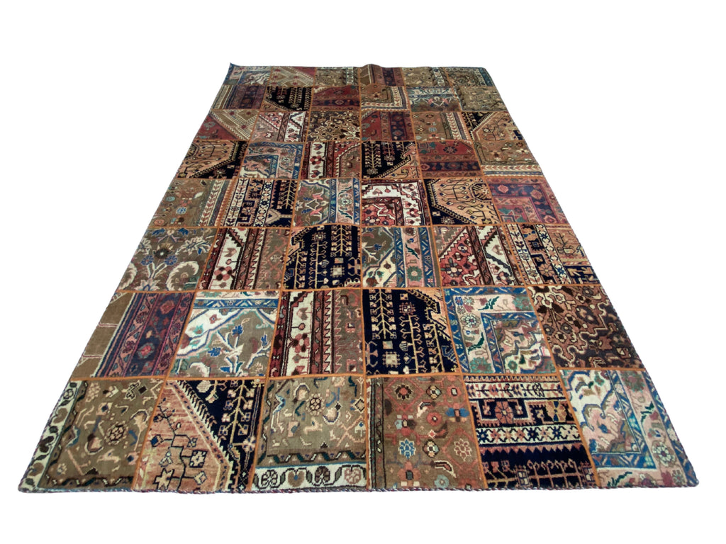 Großer Patchwork Teppich, handgeknüpftes Unikat – Ansicht 6