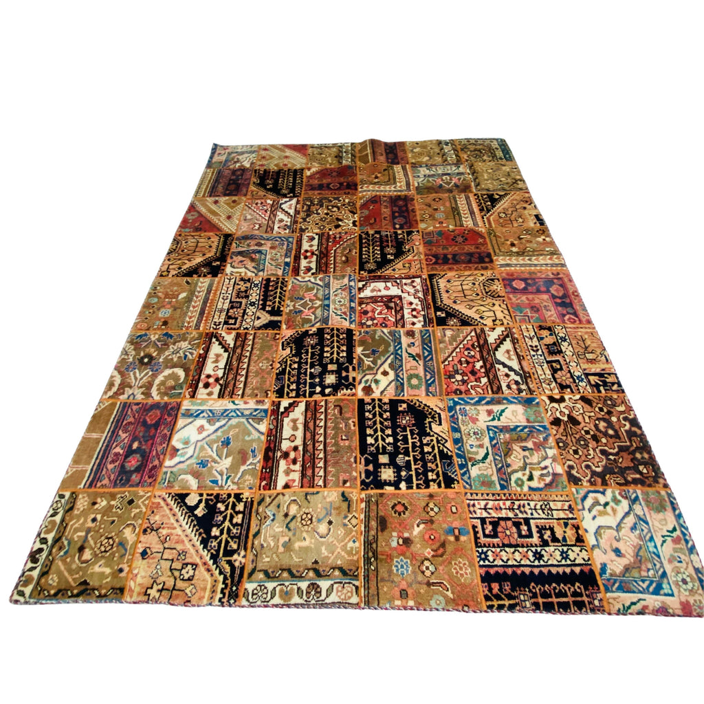 Großer Patchwork Teppich, handgeknüpftes Unikat – Ansicht 5