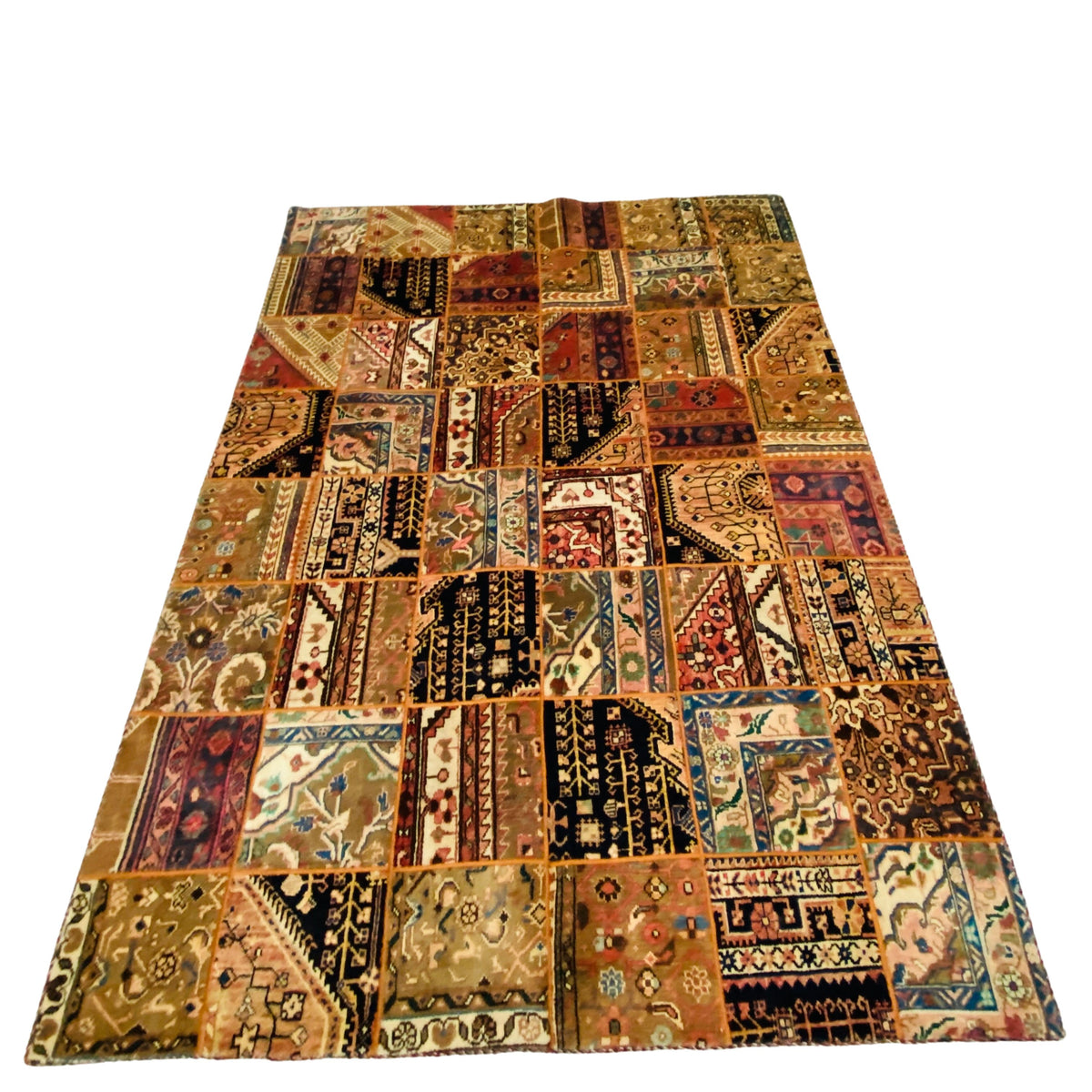 Großer Patchwork Teppich, handgeknüpftes Unikat – Ansicht 4