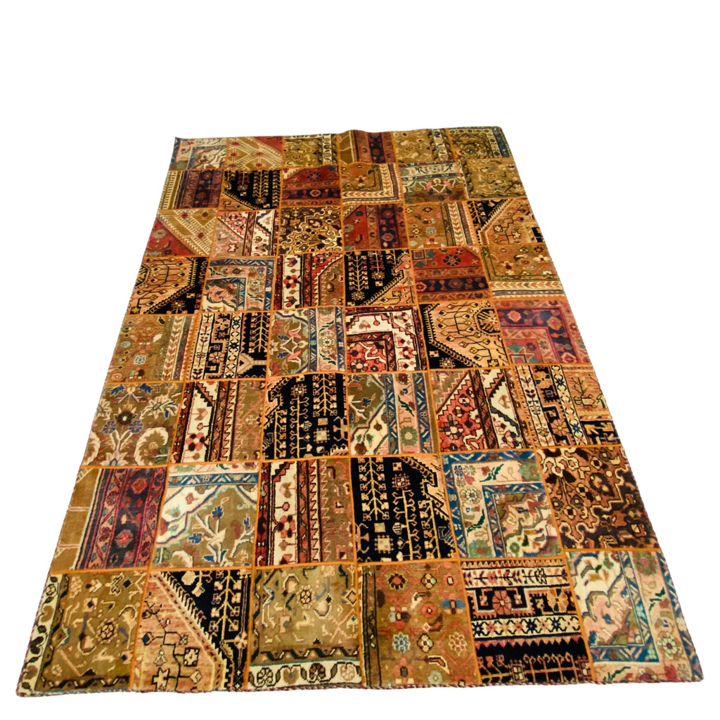 Großer Patchwork Teppich, handgeknüpftes Unikat – Ansicht 3