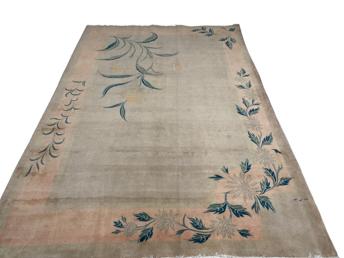 Großer Orientteppich Beige florale Motive, handgeknüpftes Unikat – Ansicht 6