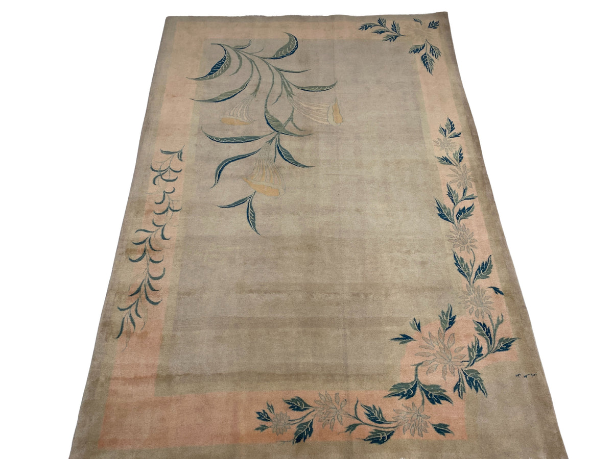 Großer Orientteppich Beige florale Motive, handgeknüpftes Unikat – Ansicht 7