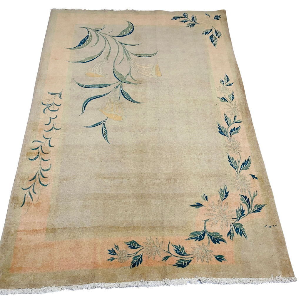 Großer Orientteppich Beige florale Motive, handgeknüpftes Unikat – Ansicht 4