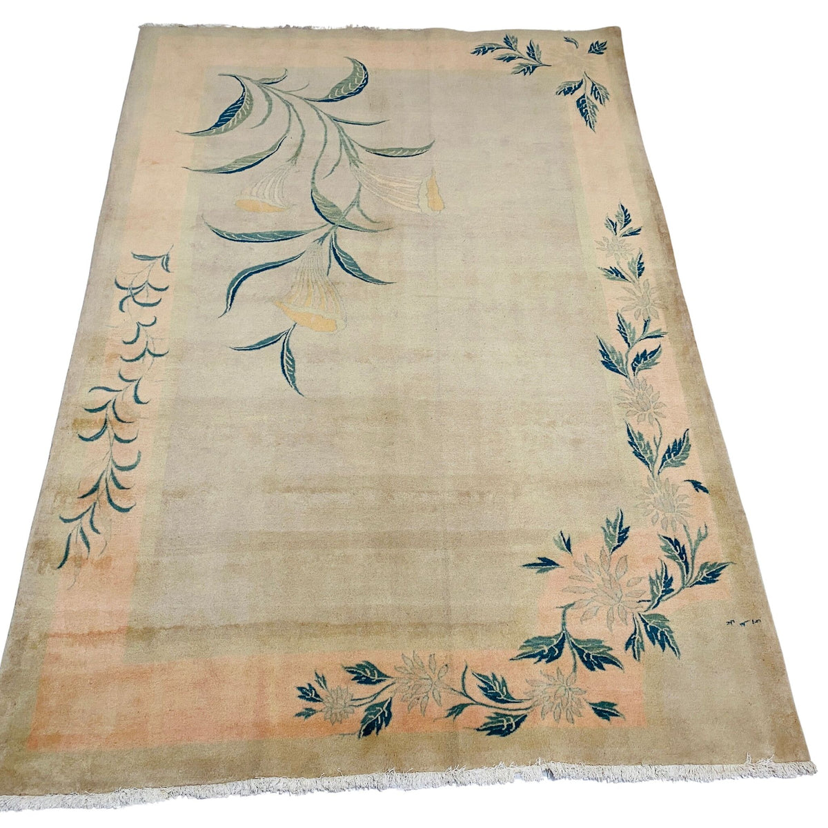Großer Orientteppich Beige florale Motive, handgeknüpftes Unikat – Ansicht 4