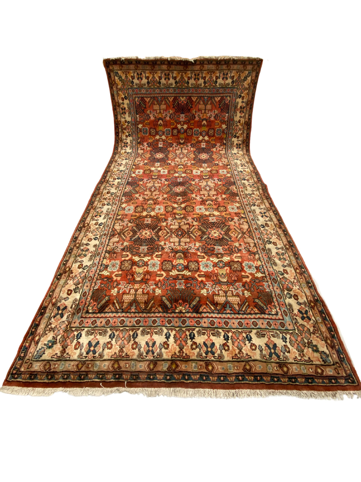 Großer Orientteppich Rot Ornamente, 407 × 210 cm, handgeknüpftes Unikat – Ansicht 3