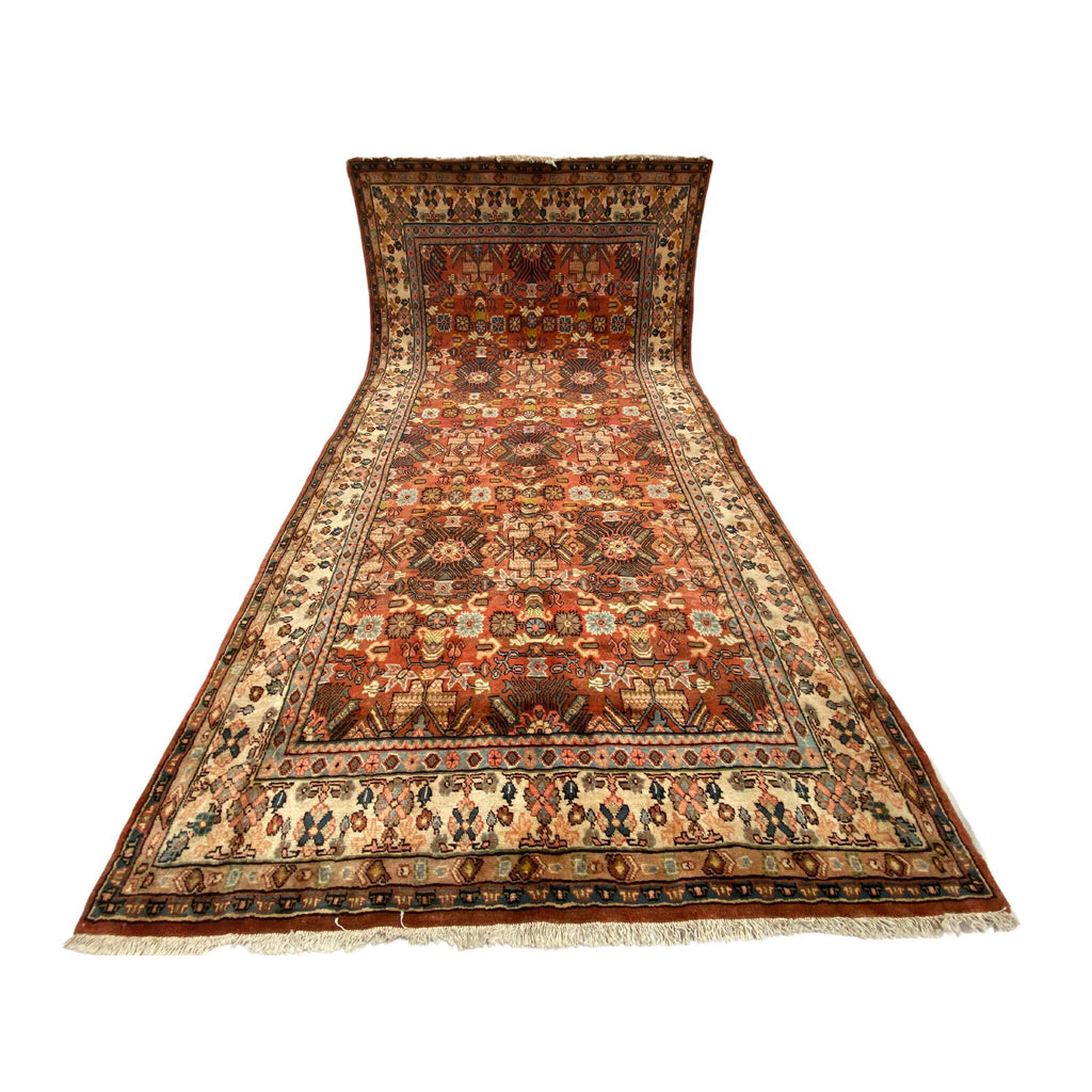 Großer Orientteppich Rot Ornamente, 407 × 210 cm (13,4 × 6,9 ft), handgeknüpftes Unikat