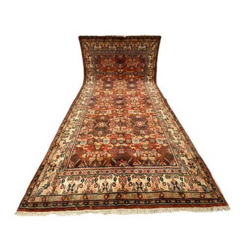 Großer Orientteppich Rot Ornamente, 407 × 210 cm (13,4 × 6,9 ft), handgeknüpftes Unikat