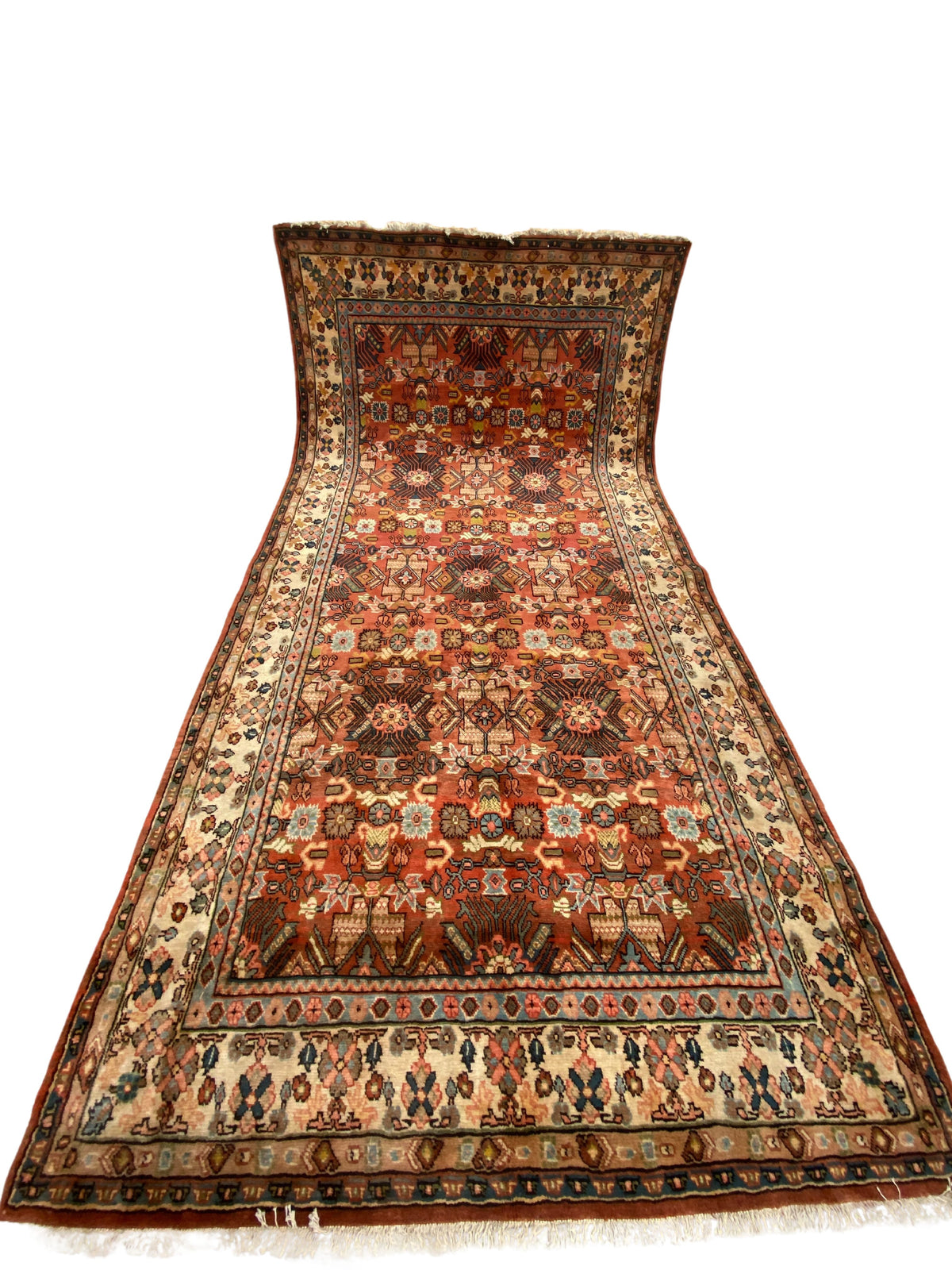 Großer Orientteppich Rot Ornamente, 407 × 210 cm, handgeknüpftes Unikat – Ansicht 5