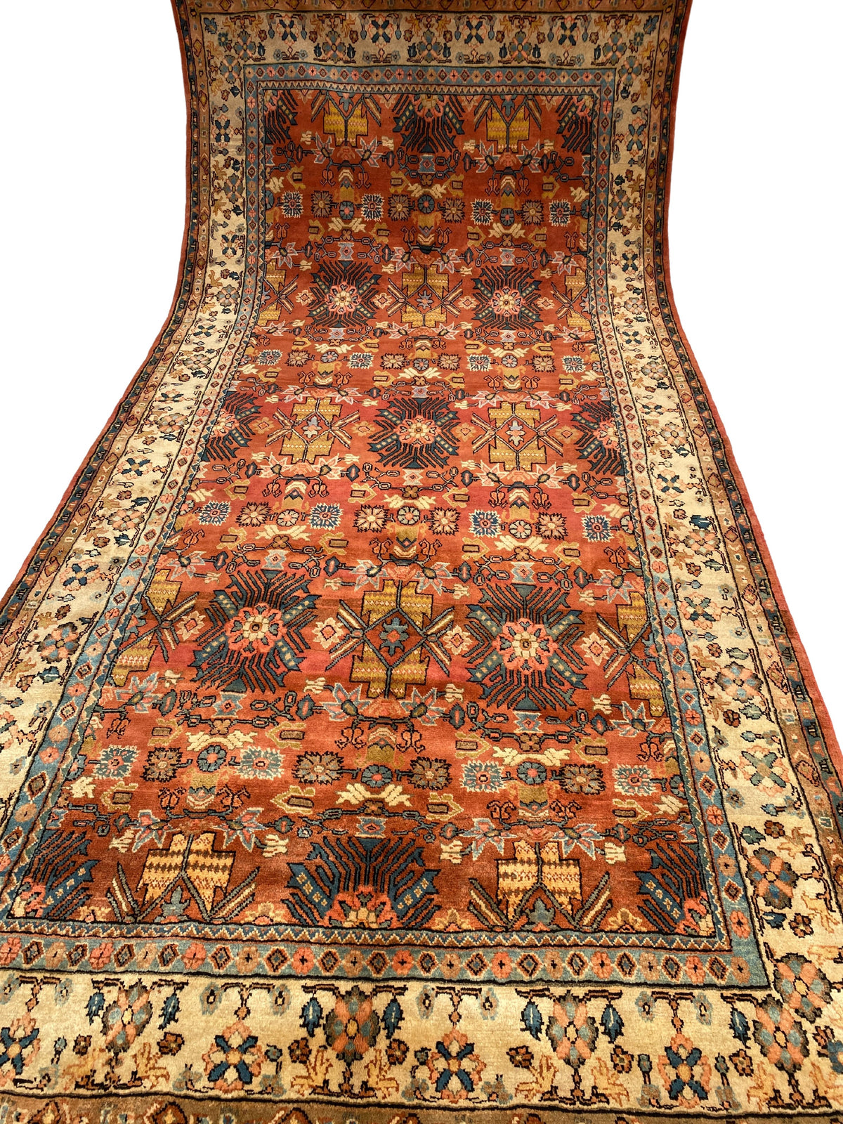 Großer Orientteppich Rot Ornamente, 425 × 202 cm, handgeknüpftes Unikat – Ansicht 4