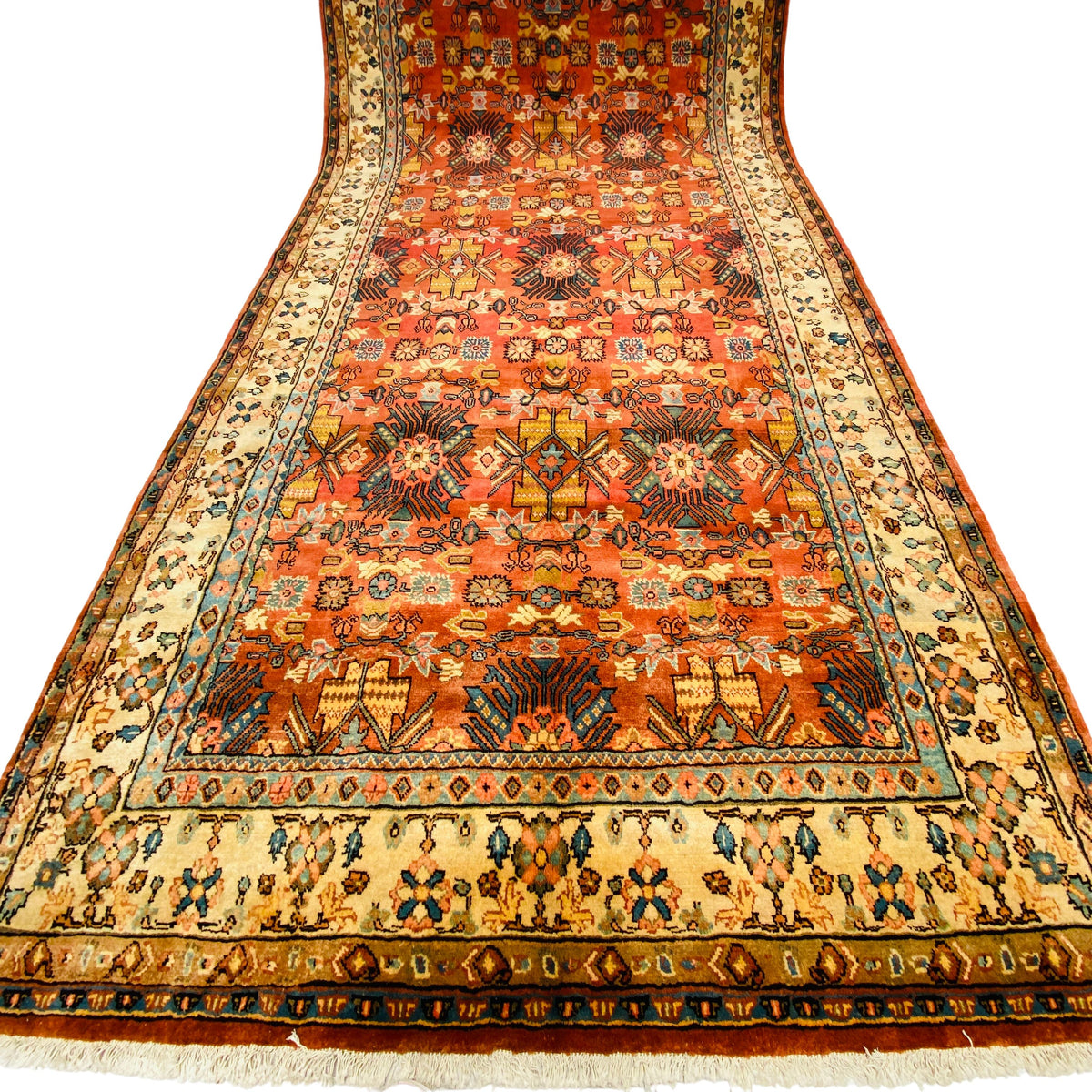 Großer Orientteppich Rot Ornamente, 425 × 202 cm, handgeknüpftes Unikat – Ansicht 5