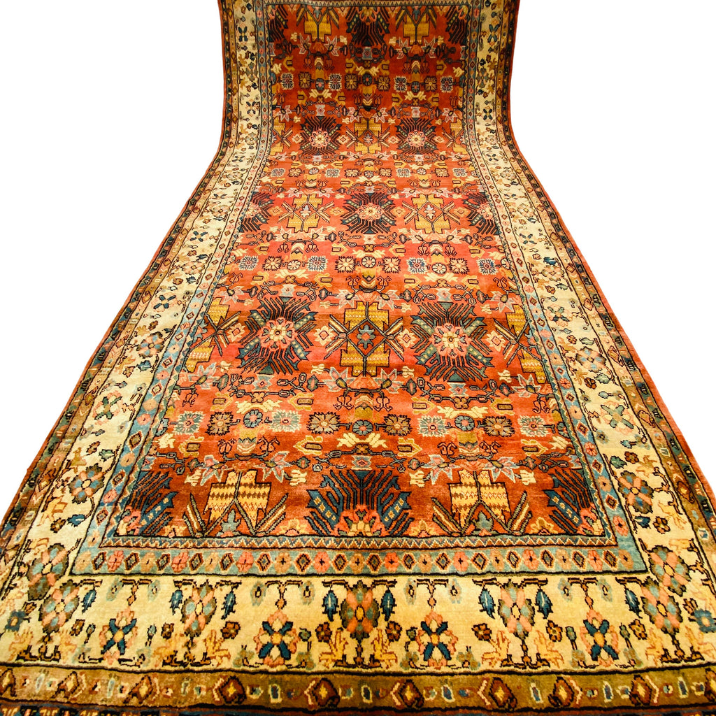 Großer Orientteppich Rot Ornamente, 425 × 202 cm, handgeknüpftes Unikat – Ansicht 6