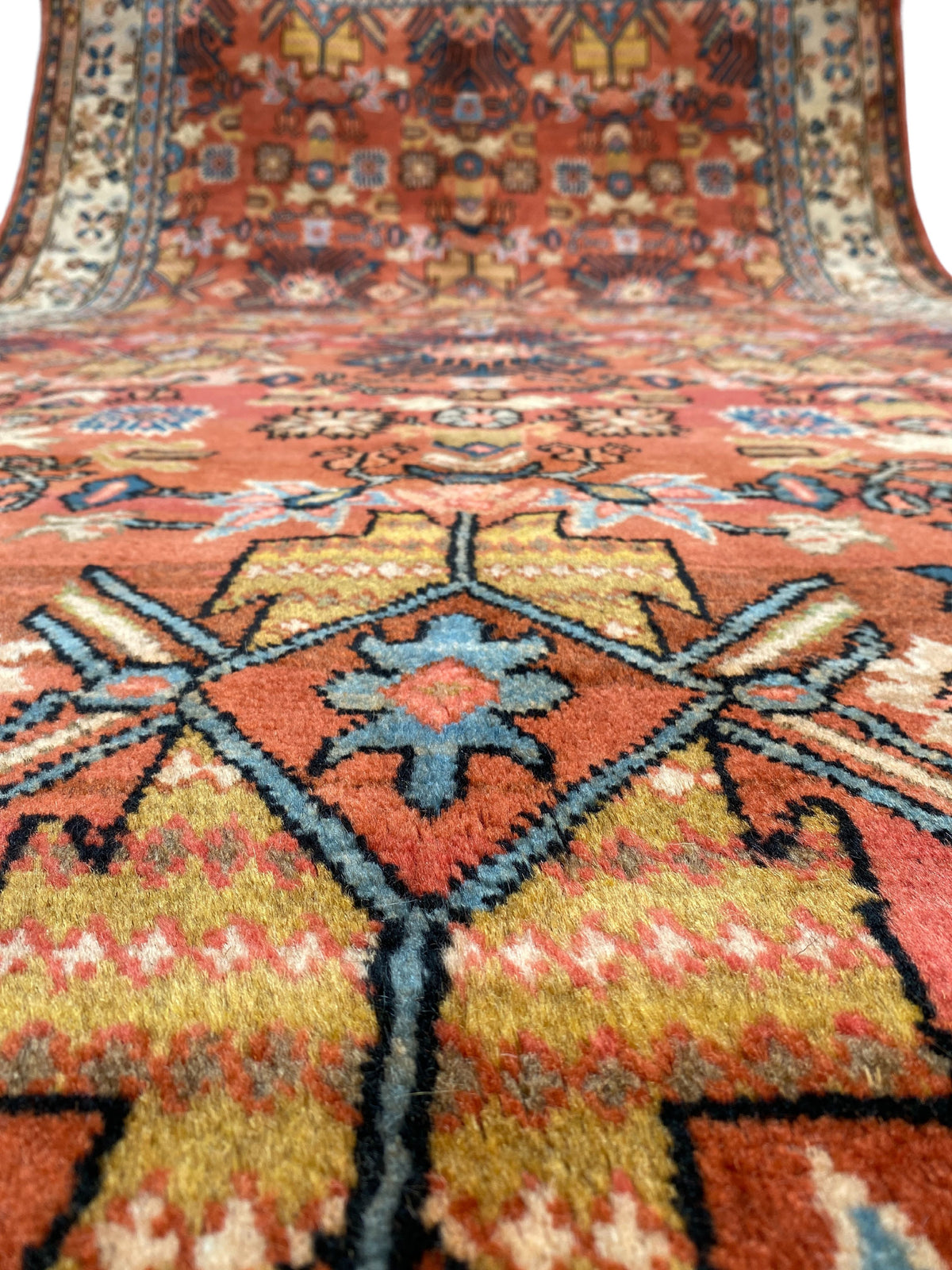 Großer Orientteppich Rot Ornamente, 425 × 202 cm, handgeknüpftes Unikat – Ansicht 9