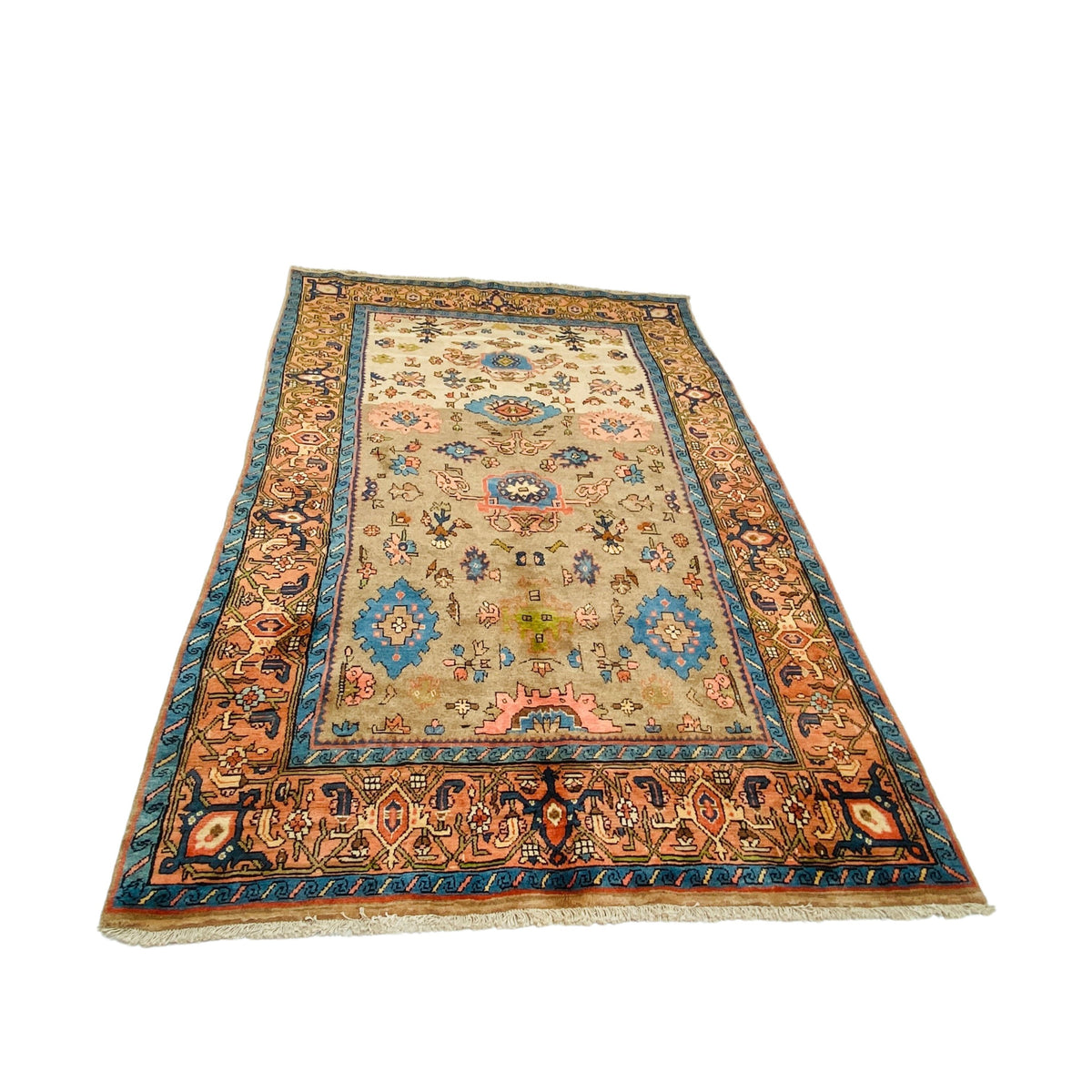 Großer Orientteppich Beige blaue Ornamente, handgeknüpftes Unikat – Ansicht 5