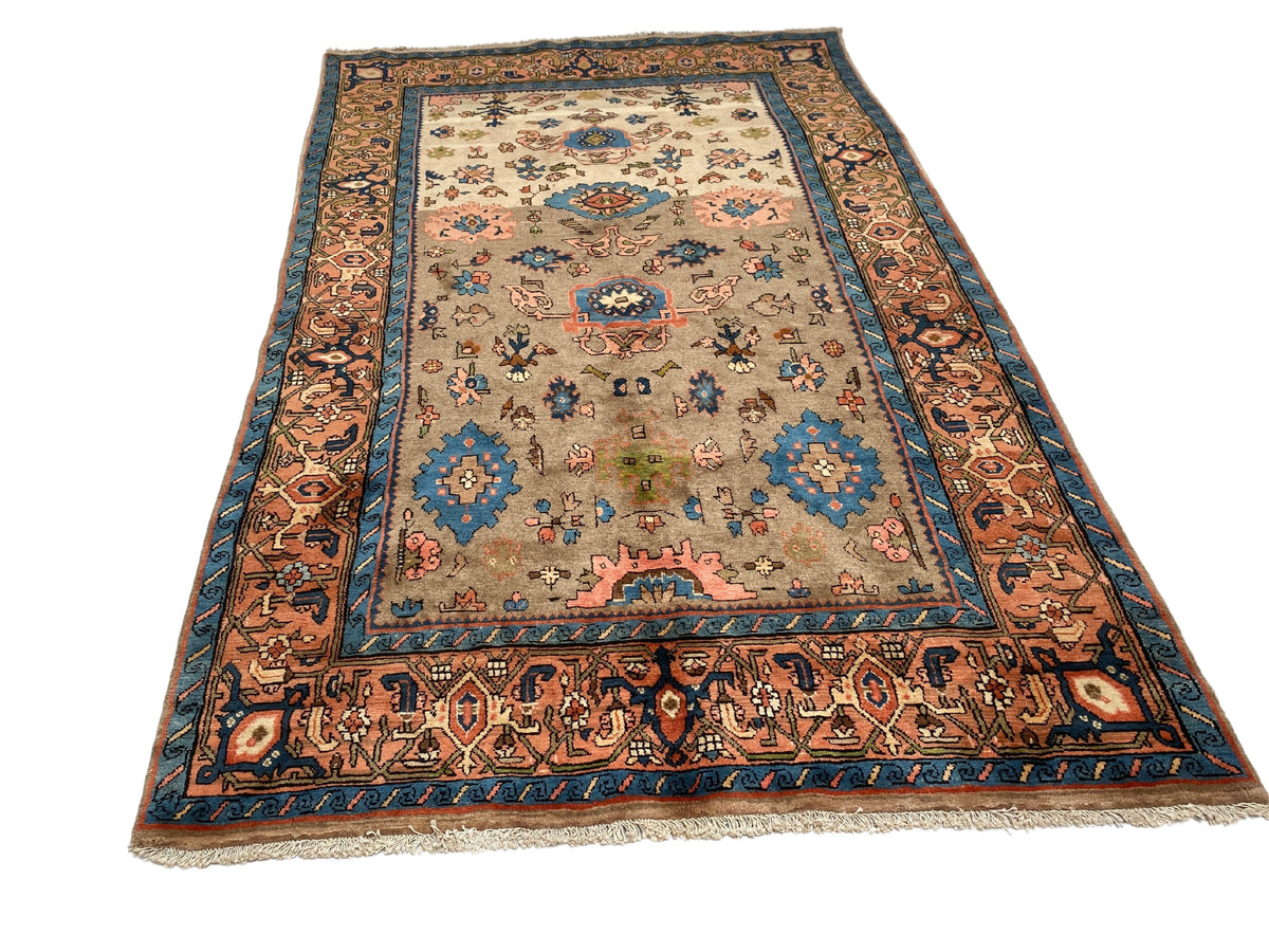 Großer Orientteppich Beige blaue Ornamente, handgeknüpftes Unikat – Ansicht 4