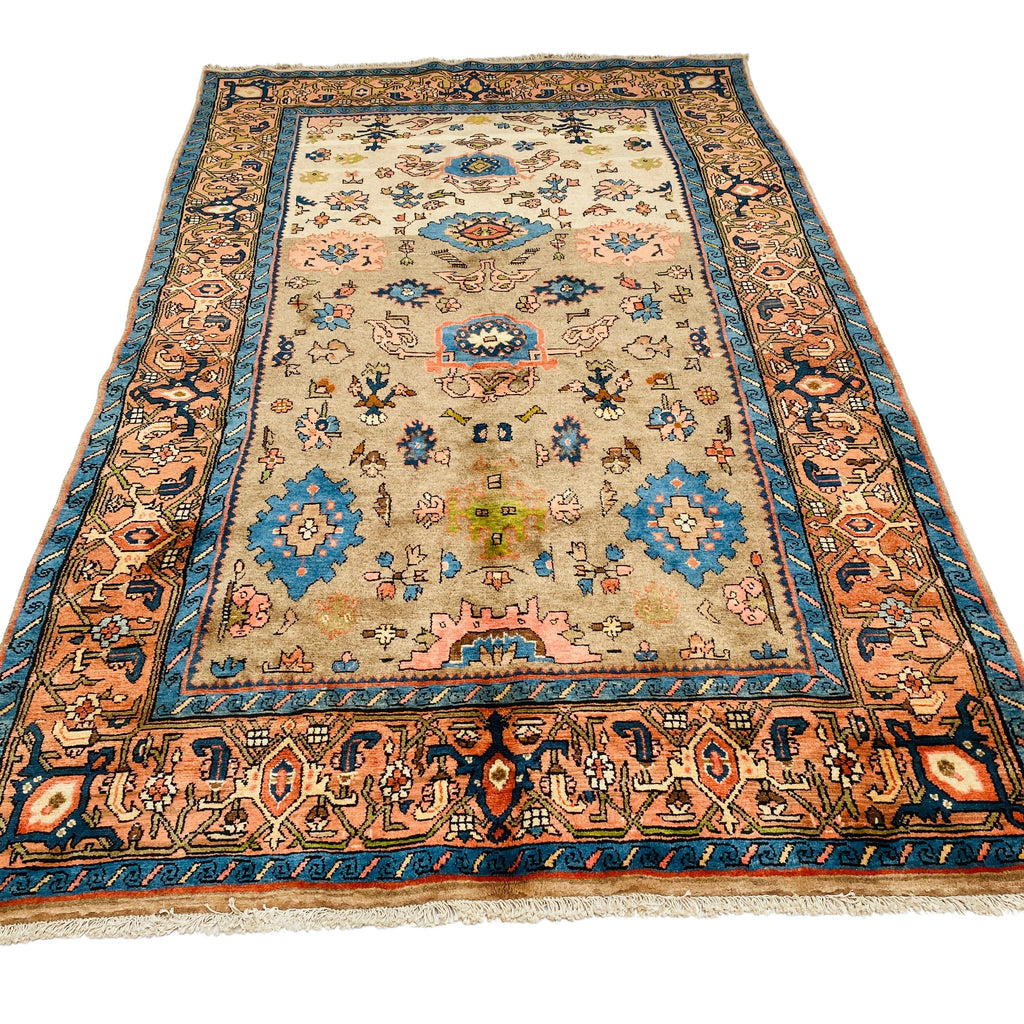 Großer Orientteppich Beige blaue Ornamente, handgeknüpftes Unikat – Ansicht 7