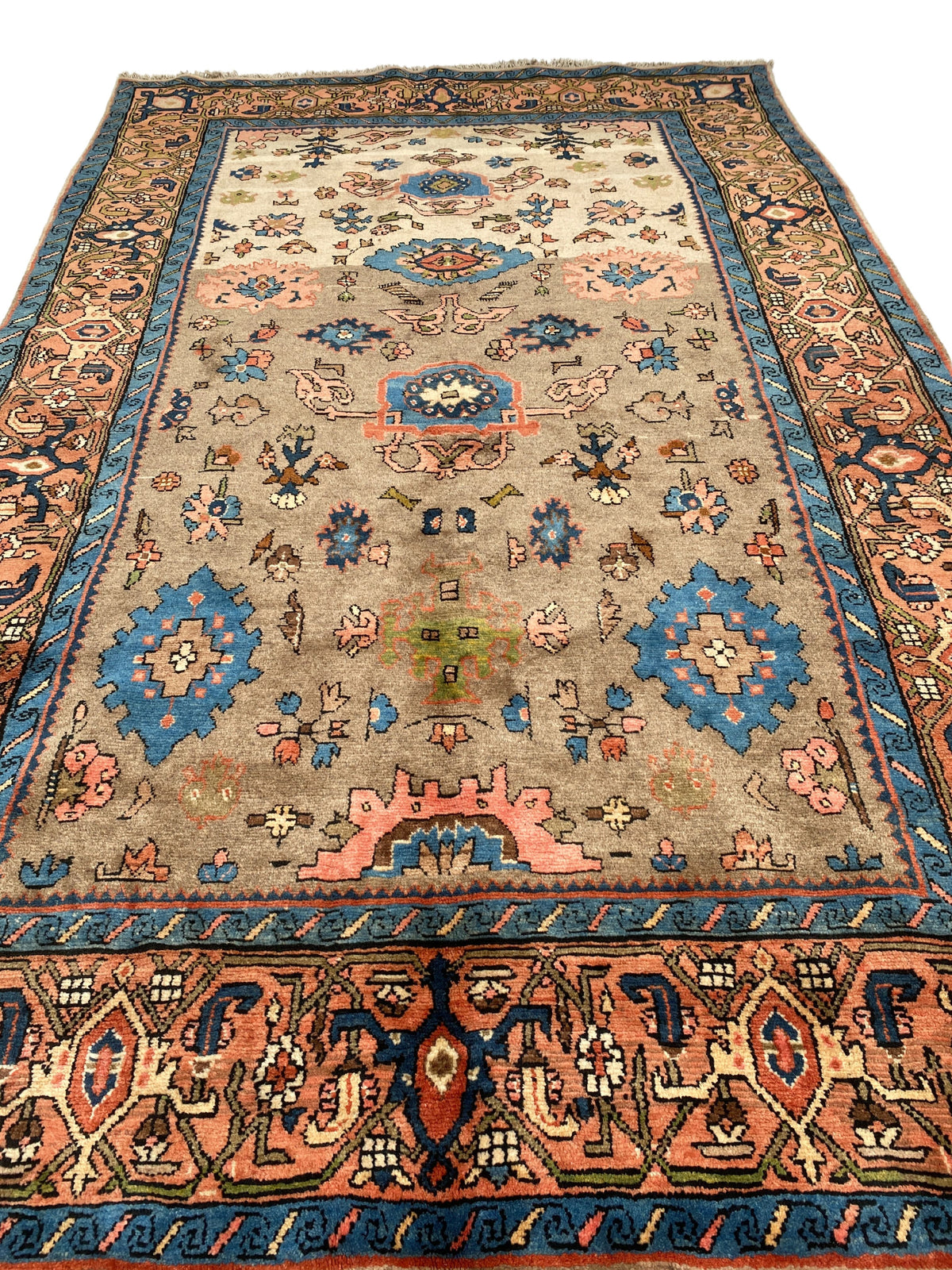 Großer Orientteppich Beige blaue Ornamente, handgeknüpftes Unikat – Ansicht 9