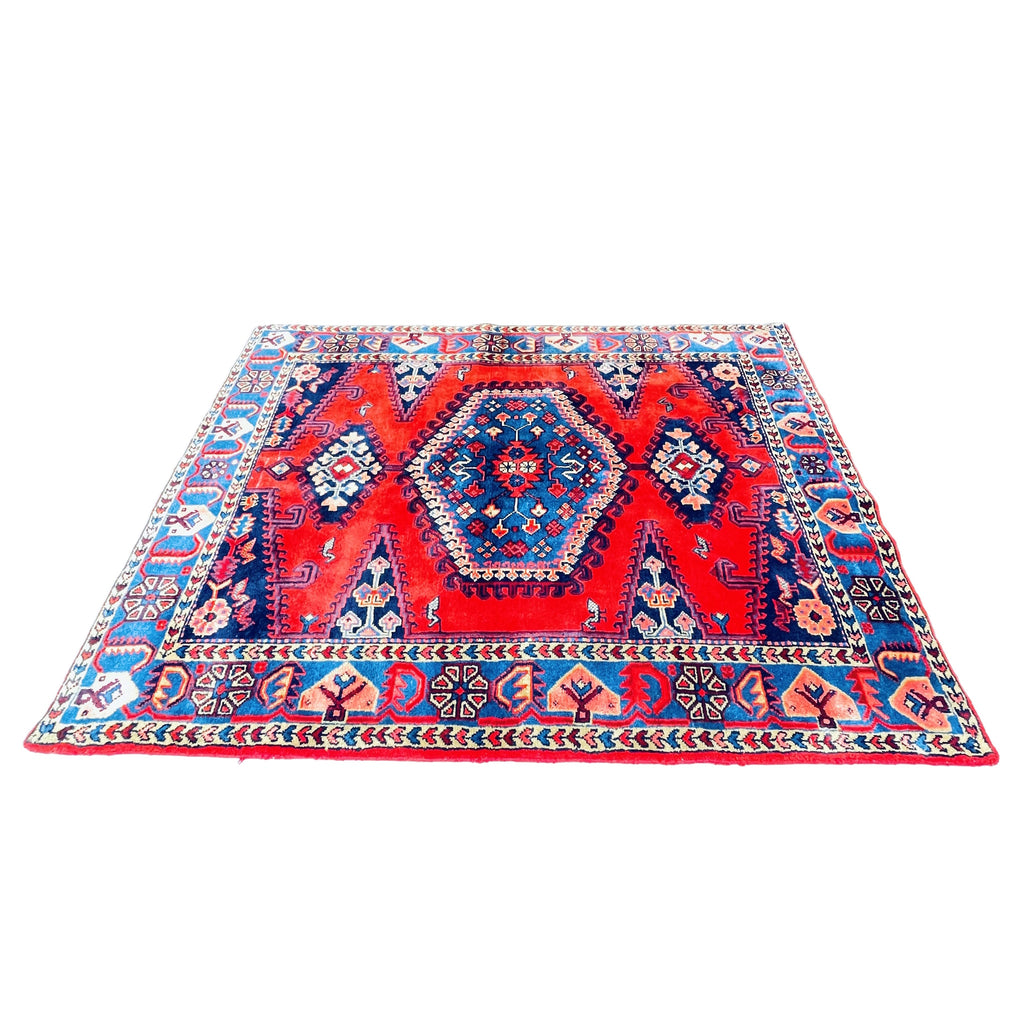 Orientteppich Rot Blau Medaillon, handgeknüpftes Unikat – Ansicht 4